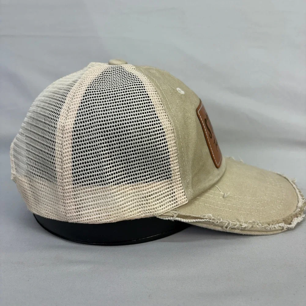 Stronger Than the Storm Christian Cross Patch Distressed Trucker Hat Snapback